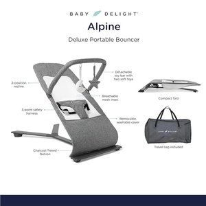 Baby Delight Alpine Deluxe Portable Bouncer | Infant | 0 – 6 months | Charcoal